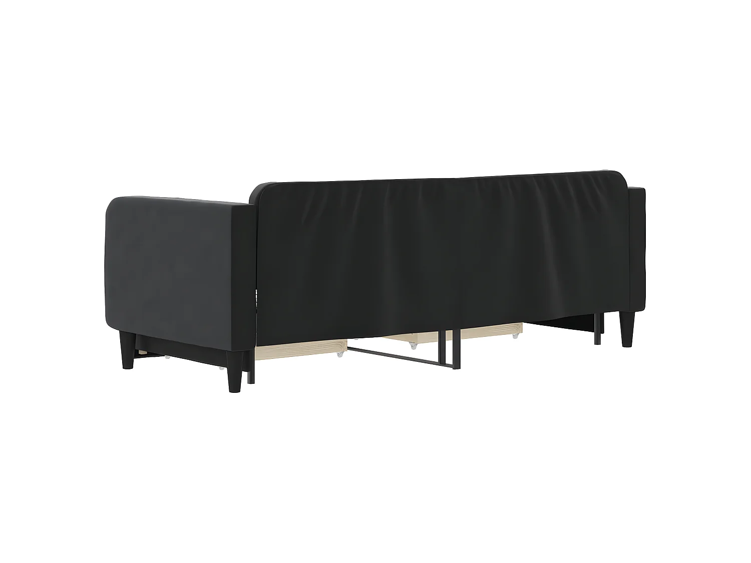 Lit gigogne et tiroirs noir 80x200 cm velours WVGQ6629