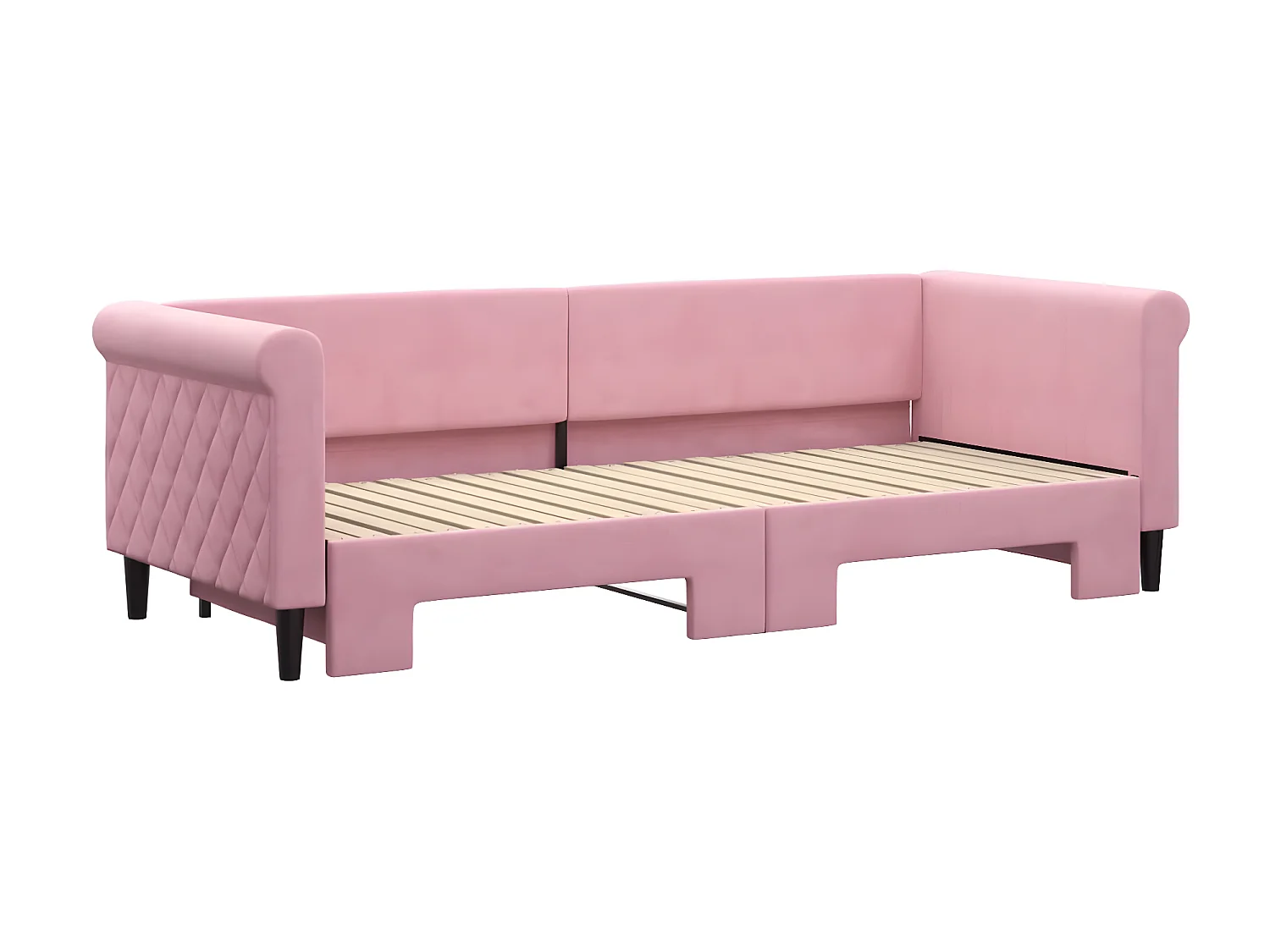Lit gigogne rose 80x200 cm velours ASW16003