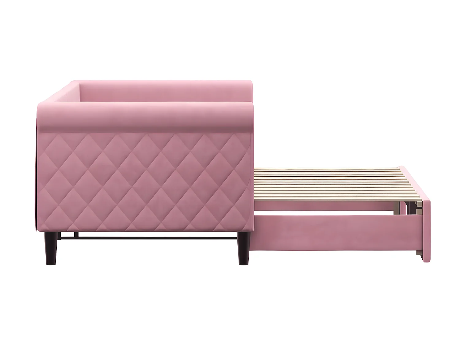 Lit gigogne rose 80x200 cm velours ASW16003