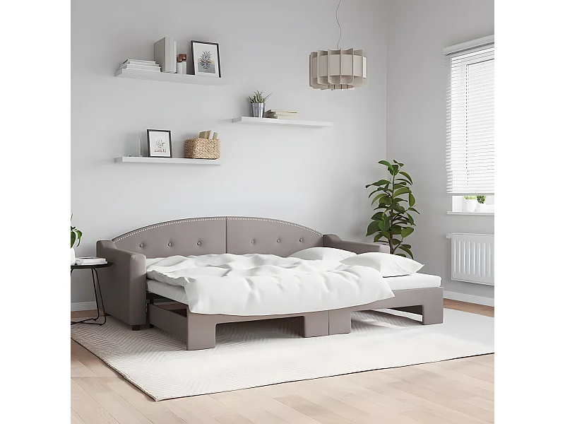 Lit gigogne taupe 80x200 cm tissu WVGQ2781