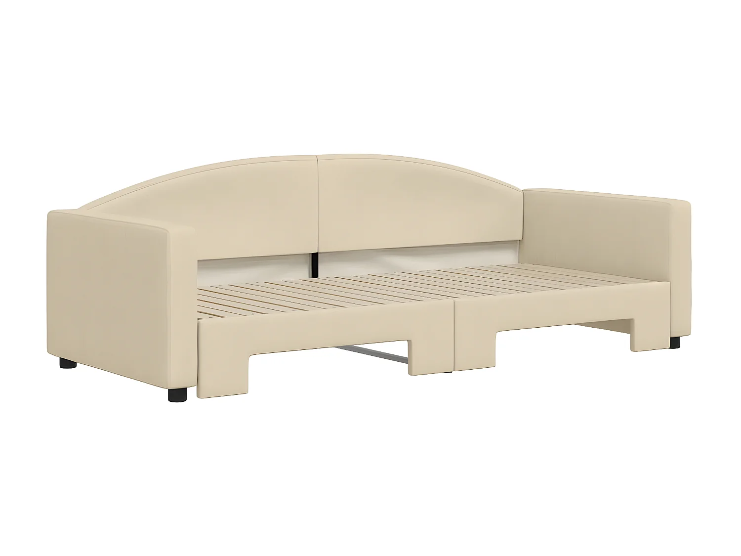 Cama dupla com gavetão 90x200 cm tecido cor creme PT863280