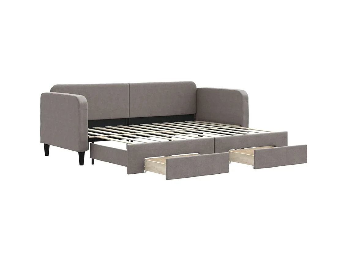Cama nido con cajones tela gris taupe 80x200 cm ES943912