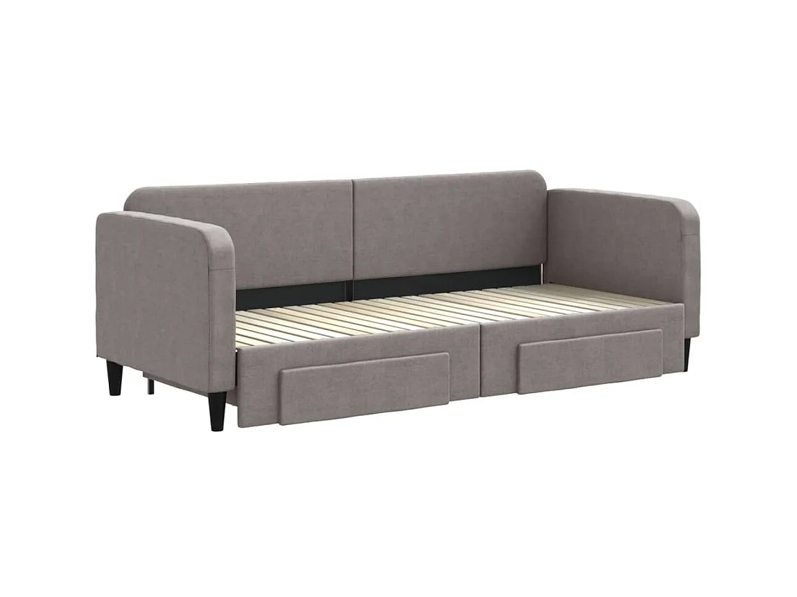 Cama nido con cajones tela gris taupe 80x200 cm ES943912