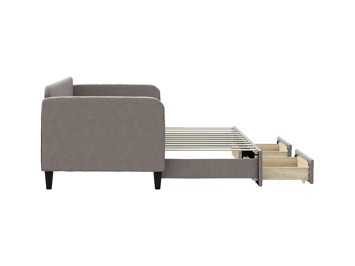 Cama nido con cajones tela gris taupe 80x200 cm ES943912
