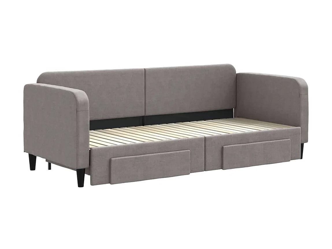 Cama dupla/gavetas 80x200 cm tecido cinza-acastanhado PT246037
