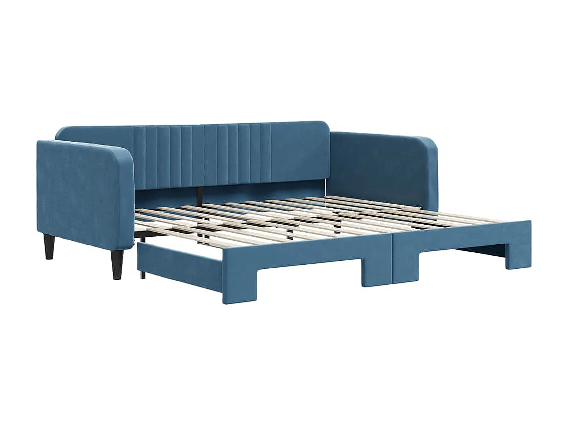 Lit gigogne bleu 100x200 cm velours WVGQ3875