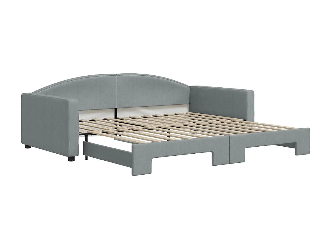 Lit gigogne gris clair 100x200 cm tissu WVGQ3141