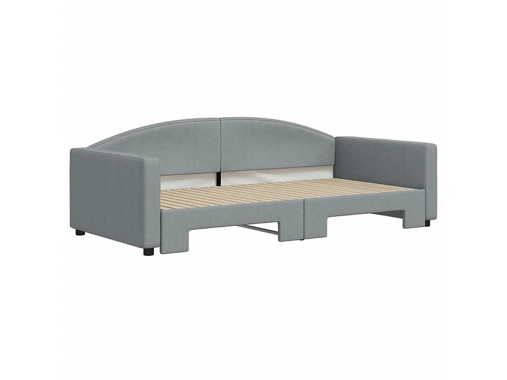 Lit gigogne gris clair 100x200 cm tissu WVGQ3141