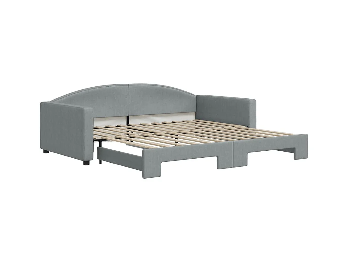 Lit gigogne gris clair 100x200 cm tissu WVGQ3141