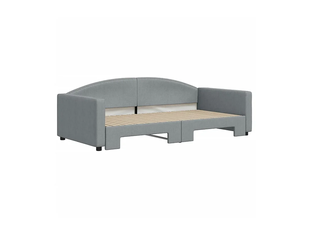 Lit gigogne gris clair 100x200 cm tissu WVGQ3141