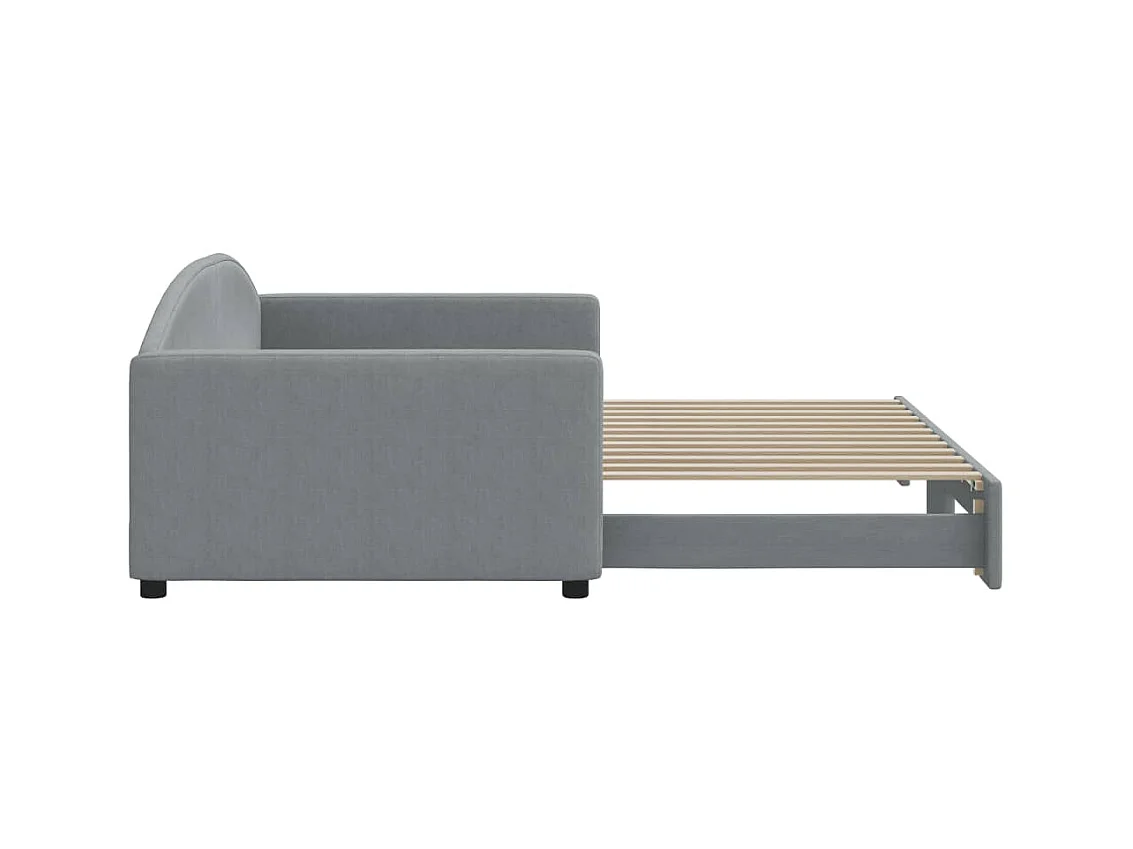 Lit gigogne gris clair 100x200 cm tissu WVGQ3141