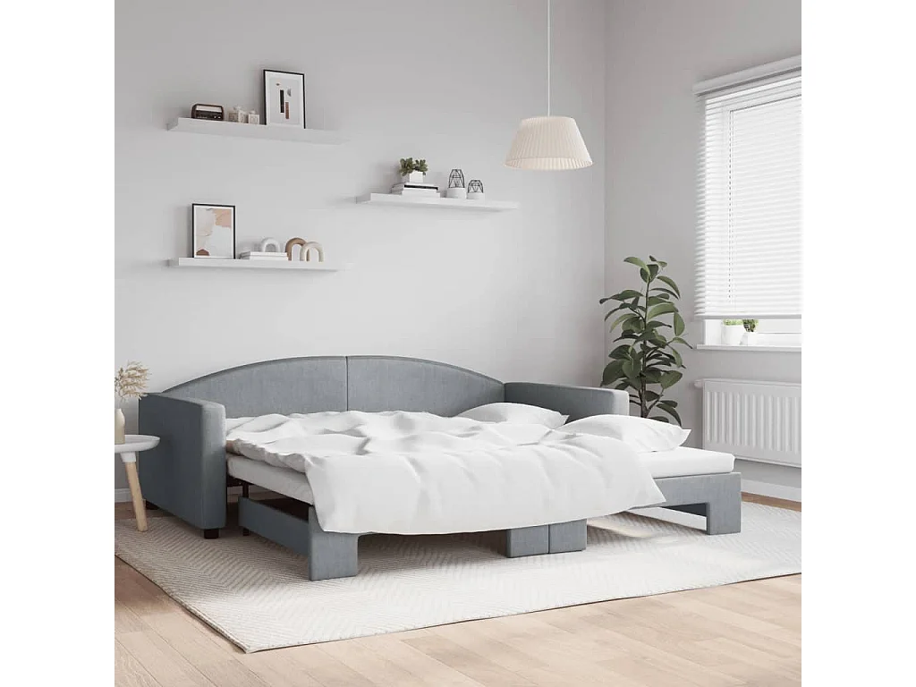 Cama nido - 100x200 cm tela gris claro ES11139