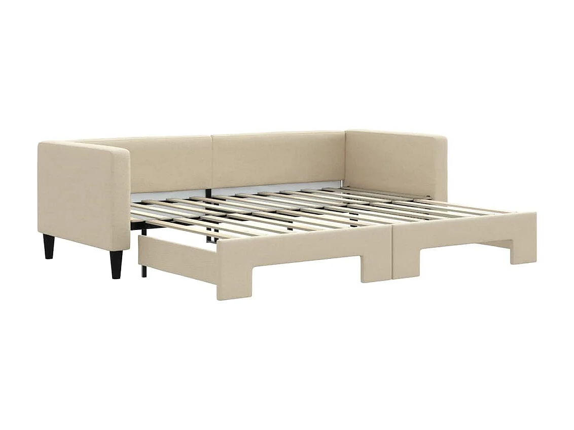 Sofá-cama 80x200 cm com gavetão tecido cor creme PT857513