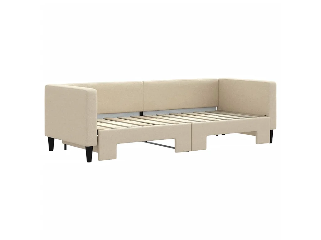 Sofá-cama 80x200 cm com gavetão tecido cor creme PT857513