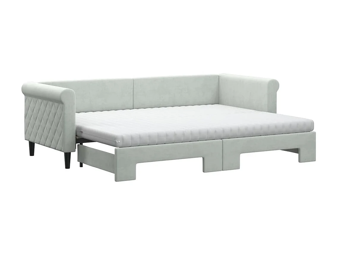 Cama dupla e colchões 80x200 cm veludo cinzento-claro PT942456