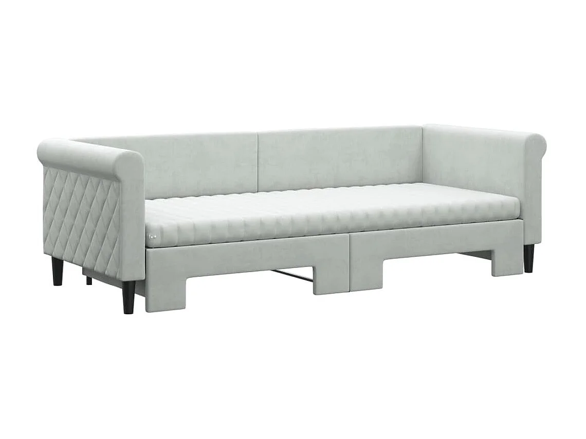 Cama dupla e colchões 80x200 cm veludo cinzento-claro PT942456