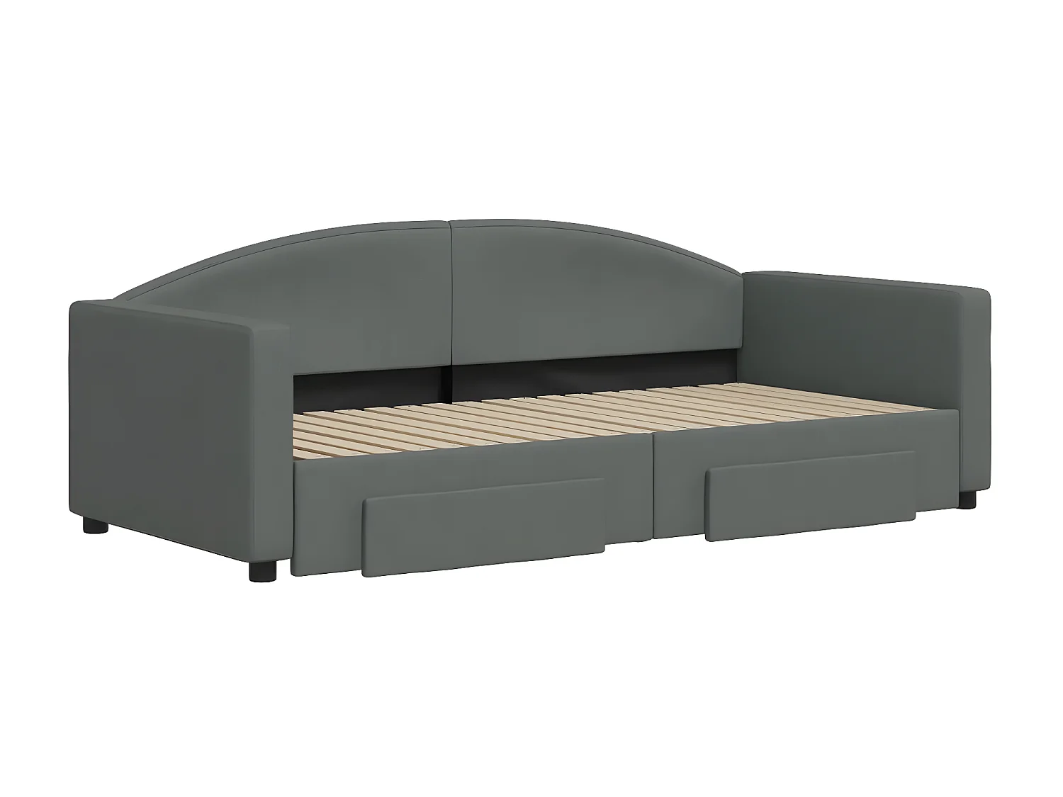 Sofá-cama 90x190 cm c/ gavetão e gavetas tecido cinzento-escuro PT570237