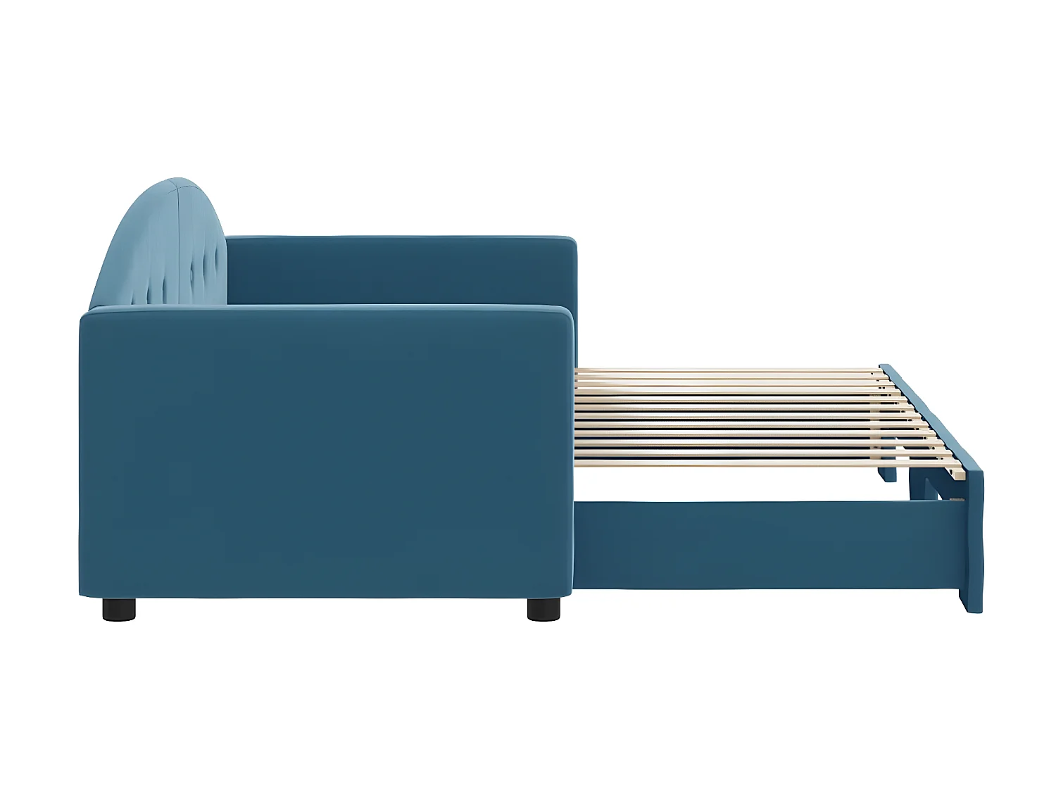 Cama dupla com gavetão 80x200 cm veludo azul PT371824