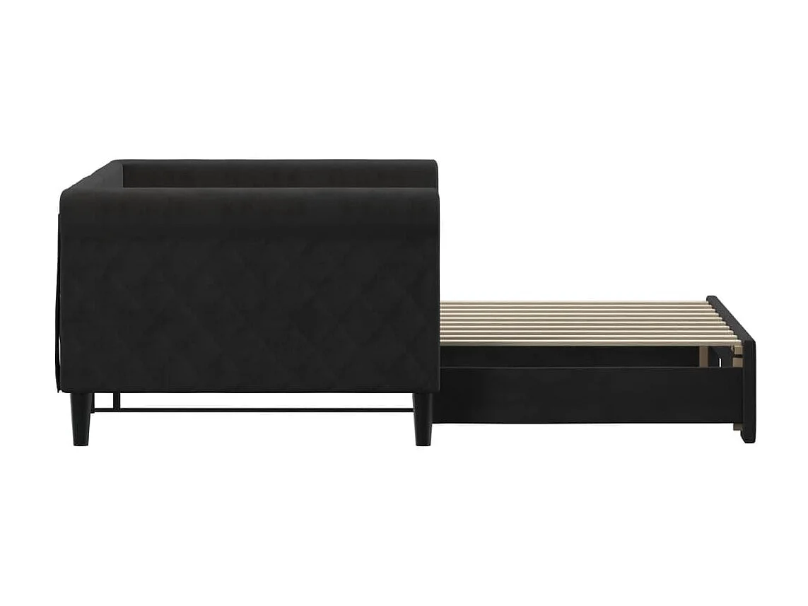 Tagesbett Ausziehbar,Ausziehbett Schwarz 90x190 cm Samt -gkd89566