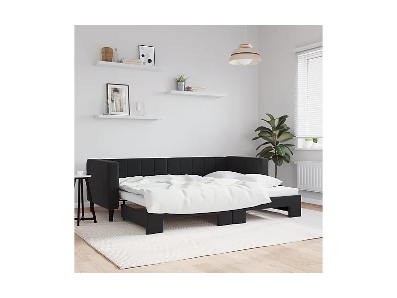Tagesbett Ausziehbar,Ausziehbett Schwarz 80x200 cm Samt -gkd43171