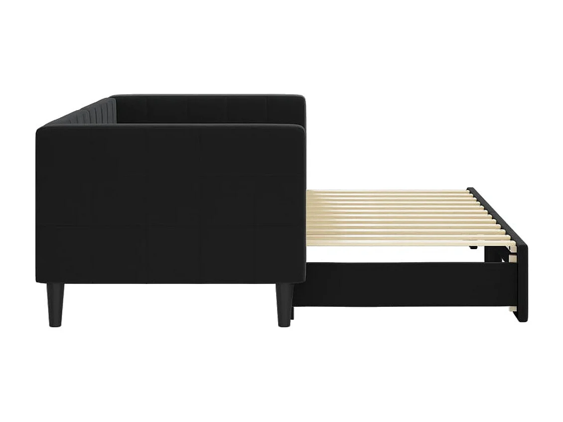 Lit gigogne noir 80x200 cm velours WVGQ1125