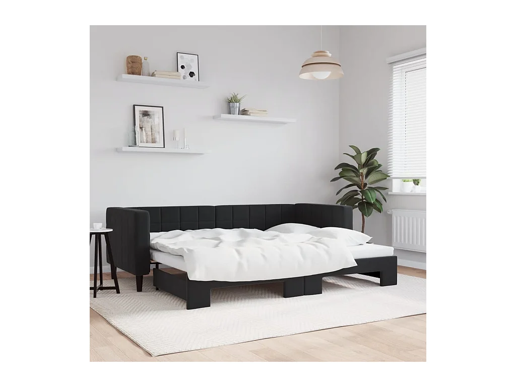 Lit gigogne noir 80x200 cm velours WVGQ1125