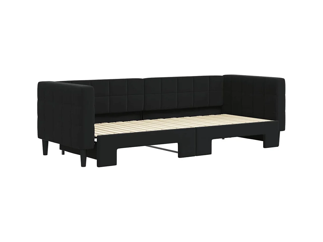 Lit gigogne noir 80x200 cm velours WVGQ1125