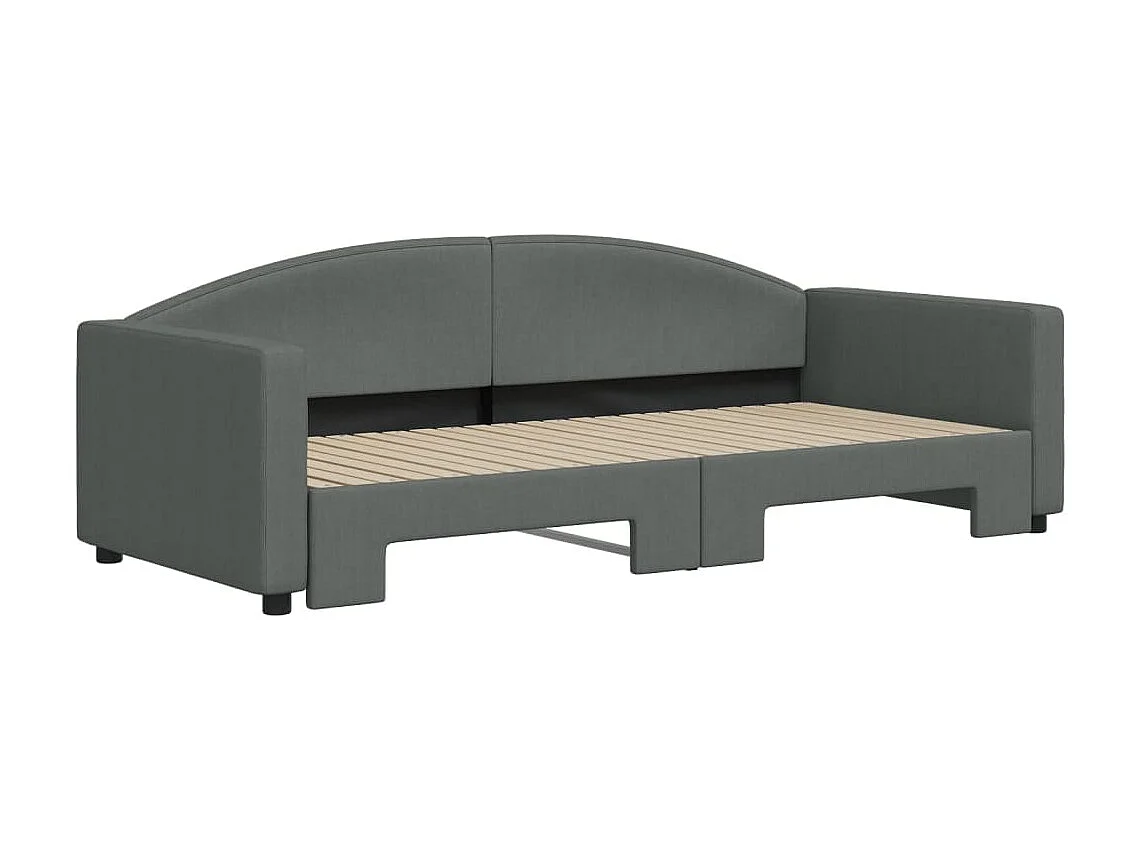 Cama dupla com gavetão 90x200 cm tecido cinzento-escuro PT210617