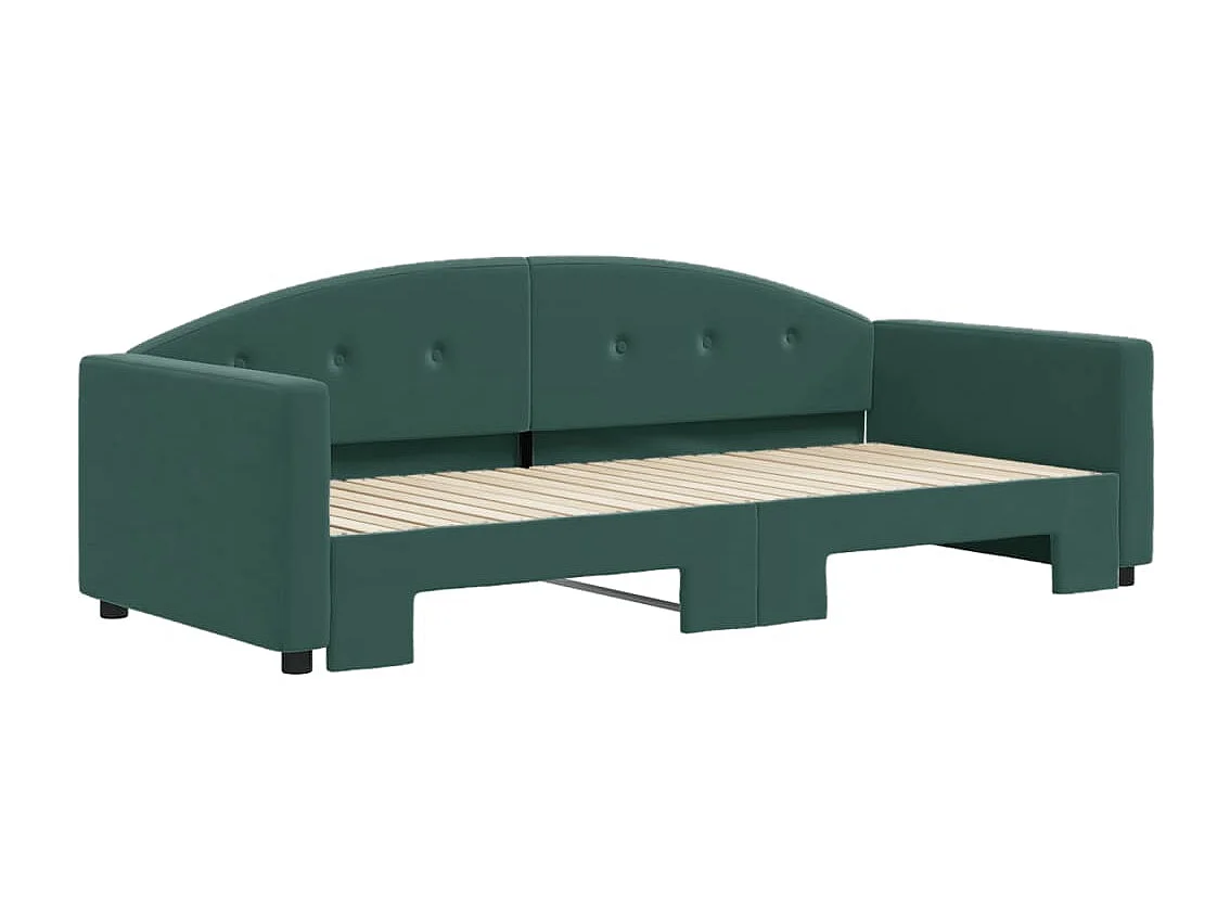 Cama dupla com gavetão 90x200 cm veludo verde-escuro PT701206