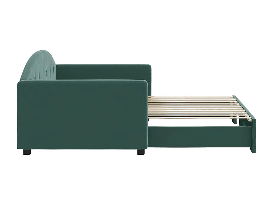 Cama dupla com gavetão 90x200 cm veludo verde-escuro PT701206