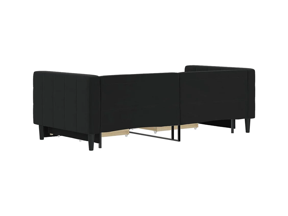 Lit gigogne et tiroirs noir 90x190 cm velours WVGQ8803