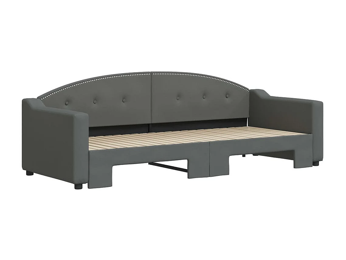 Lit gigogne gris foncé 80x200 cm tissu WVGQ9331
