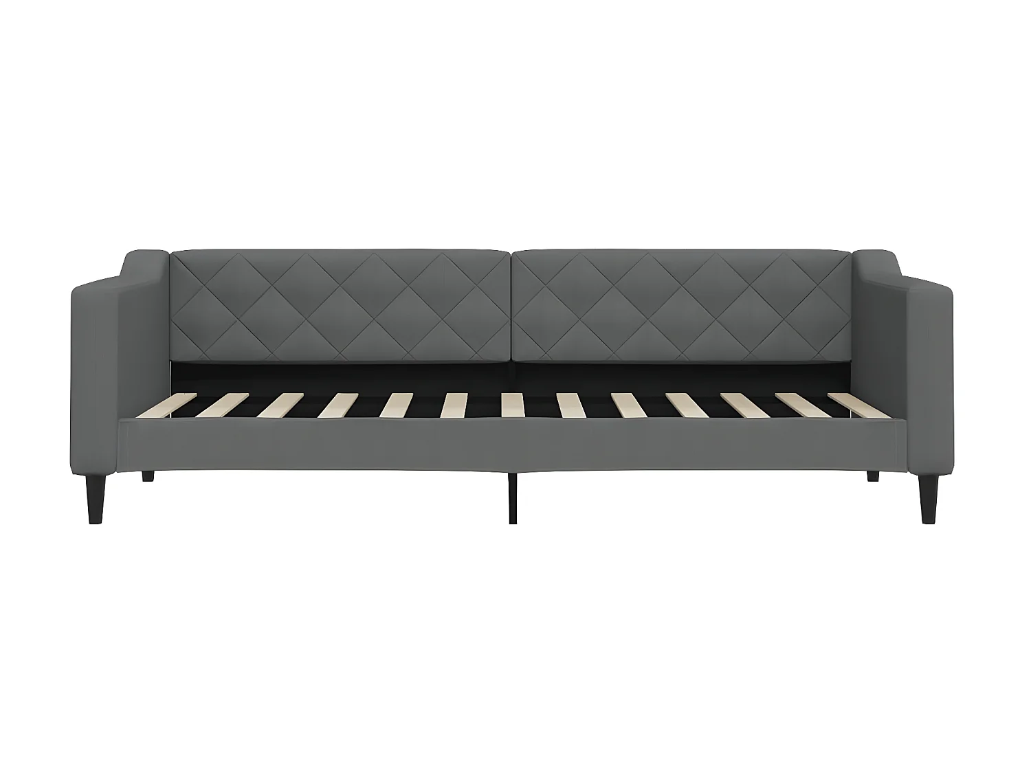 Lit gigogne et tiroirs gris foncé 80x200 cm tissu WVGQ6052