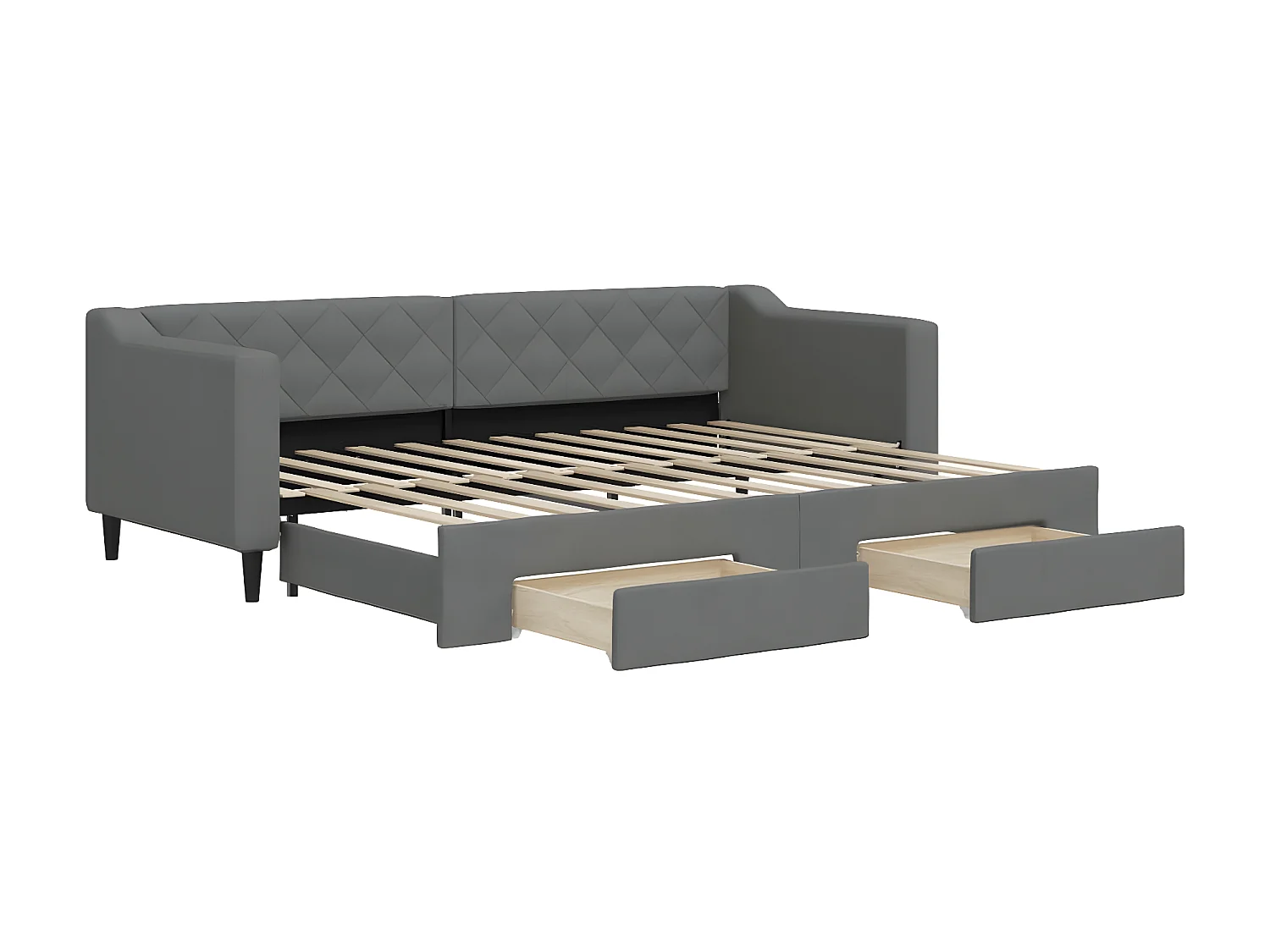 Sofá-cama 80x200 cm c/ gavetão e gavetas tecido cinzento-escuro PT397953