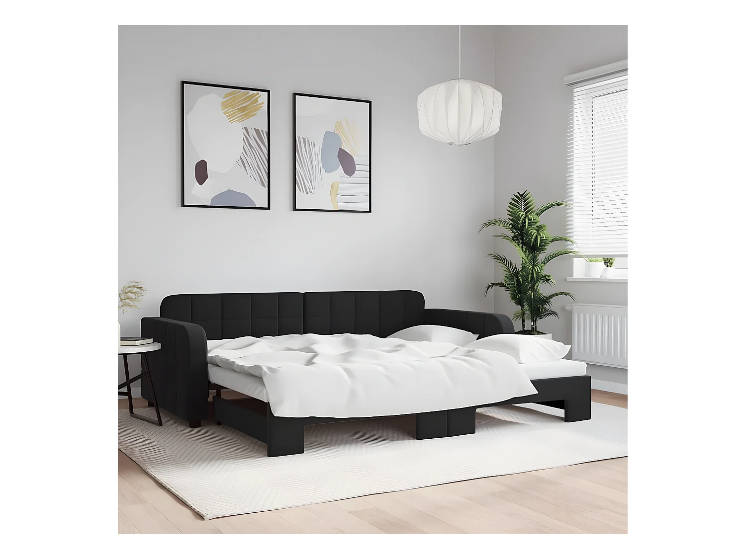 Cama nido terciopelo negro 90x200 cm ES983698