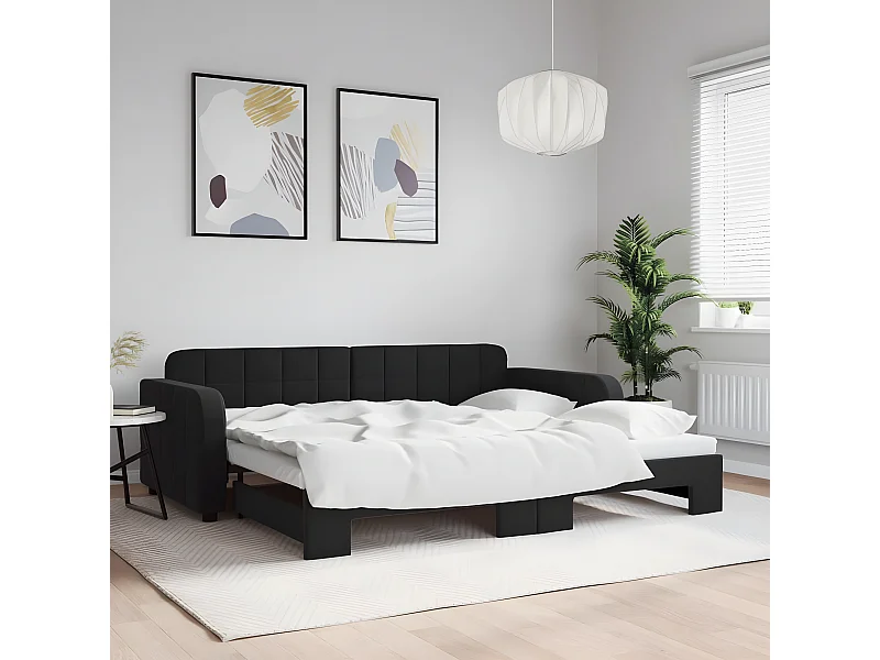 Lit gigogne noir 90x200 cm velours ASW43159