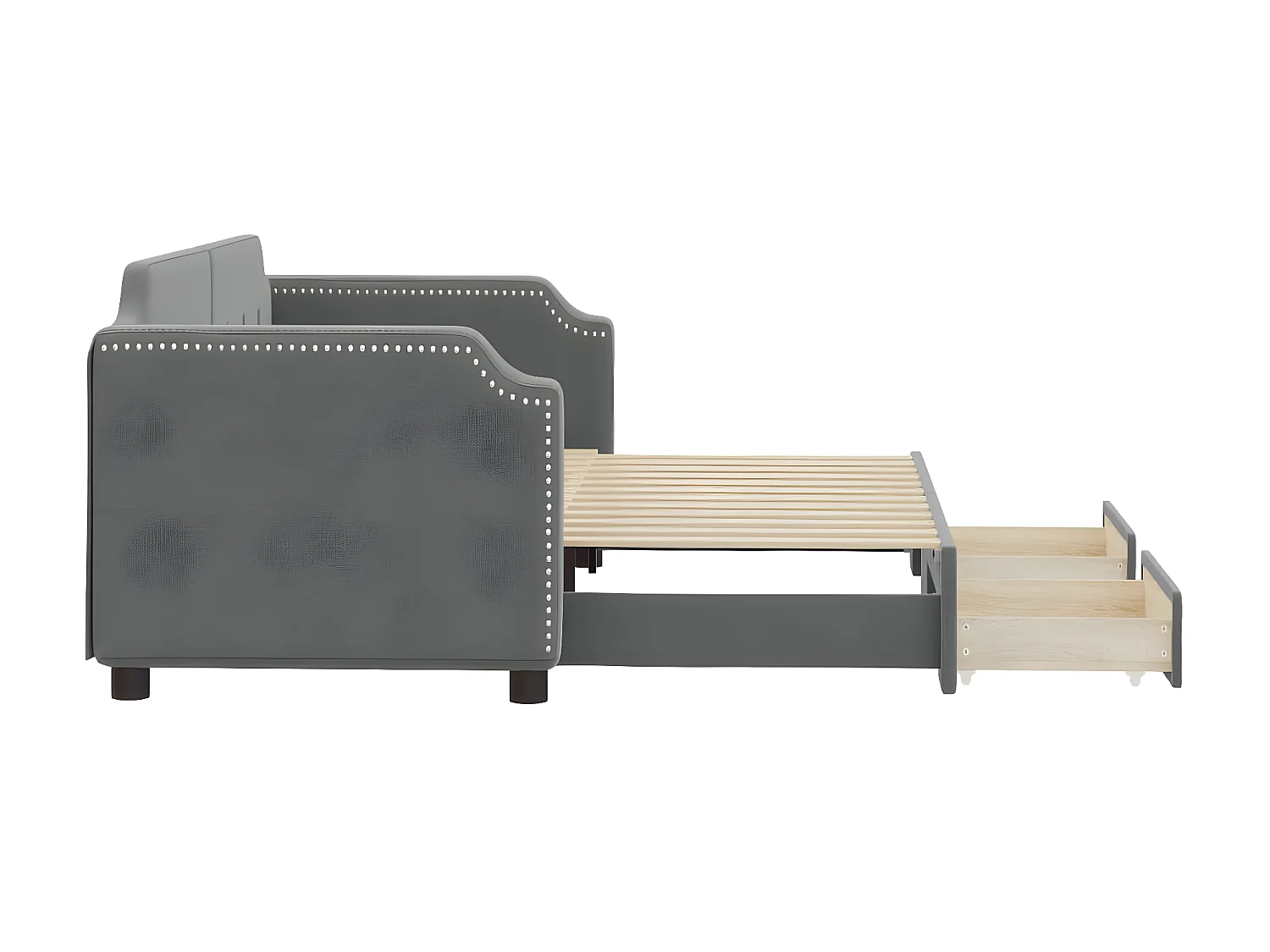 Tagesbett Ausziehbar,Ausziehbett mit Schubladen Dunkelgrau 80x200 cm Stoff -gkd45820