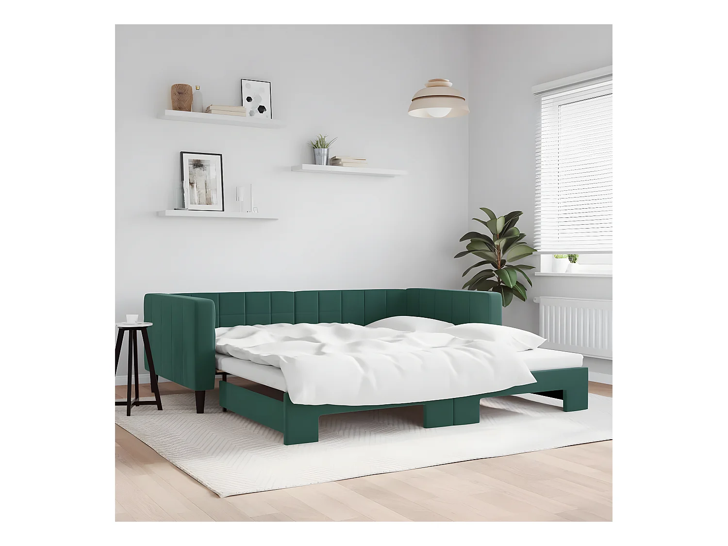 Cama nido terciopelo verde oscuro 100x200 cm ES886557
