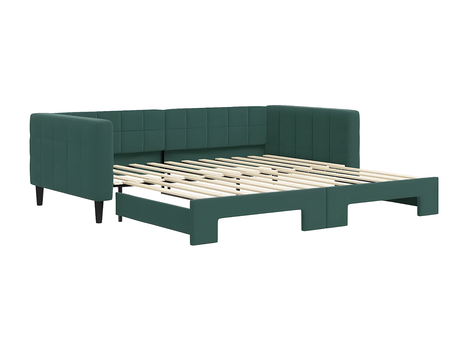 Lit gigogne vert foncé 100x200 cm velours ASW18270