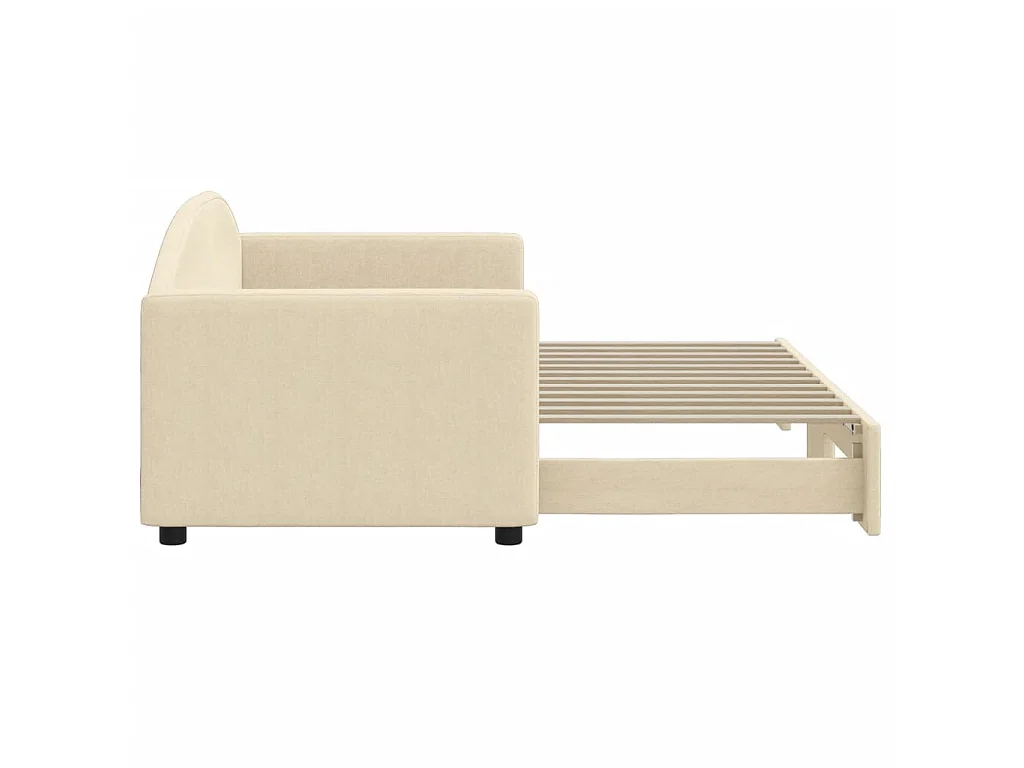 Cama dupla com gavetão 80x200 cm tecido cor creme PT121556