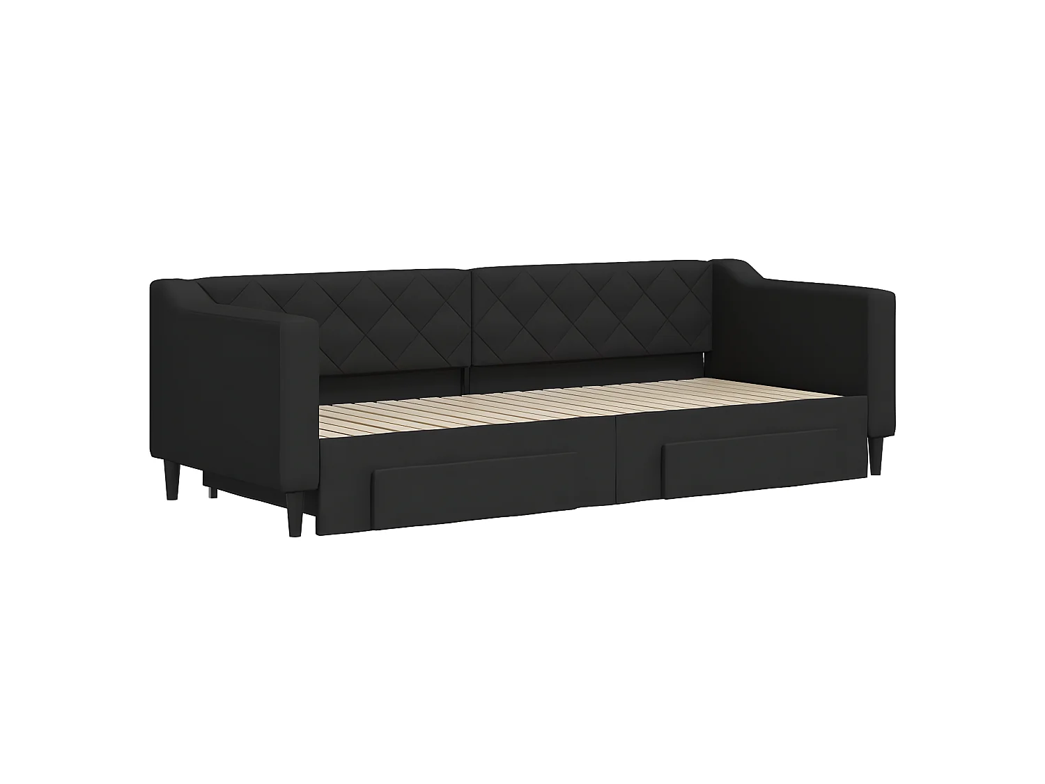 Lit gigogne et tiroirs noir 80x200 cm tissu WVGQ7701