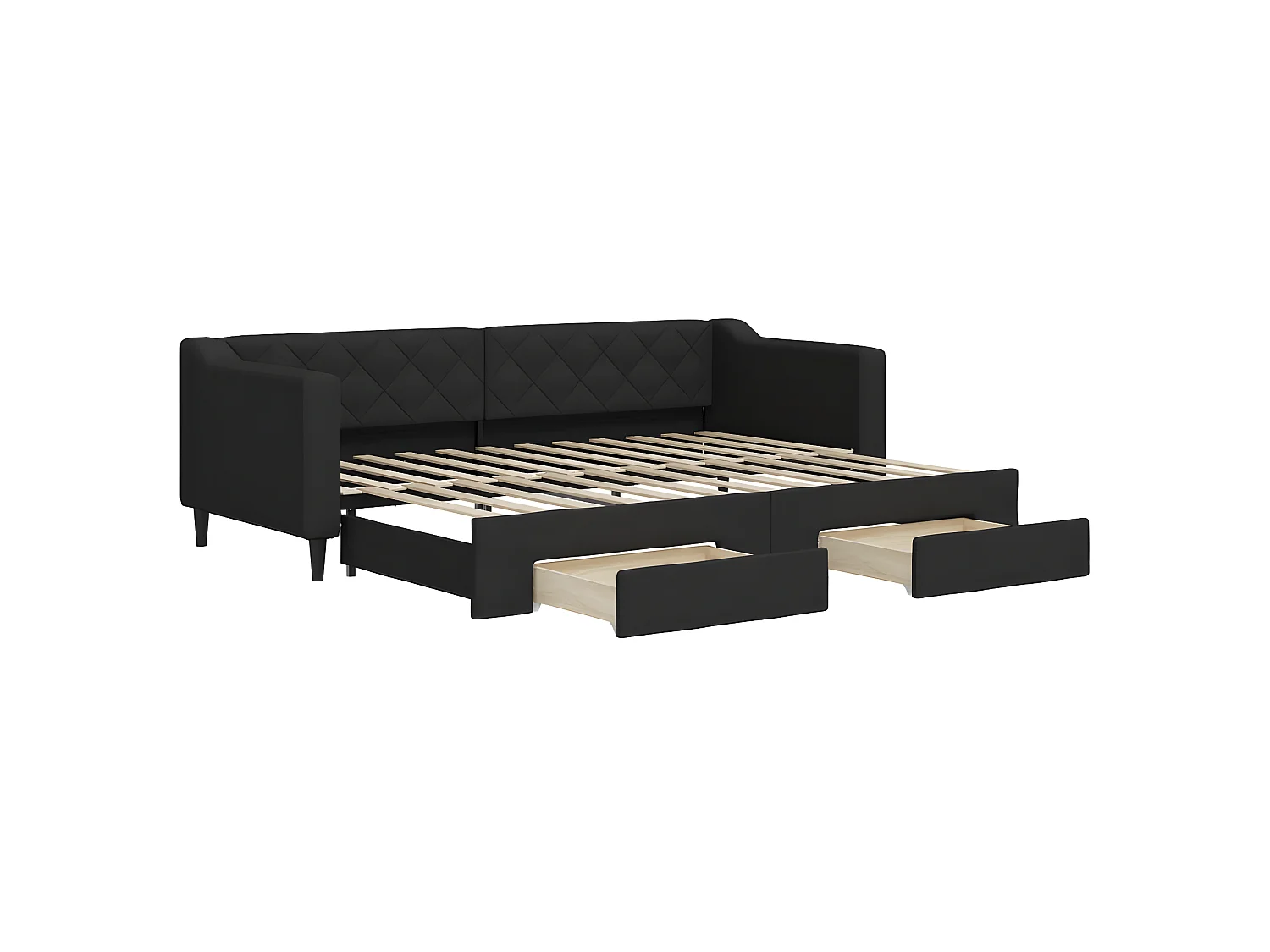 Lit gigogne et tiroirs noir 80x200 cm tissu WVGQ7701