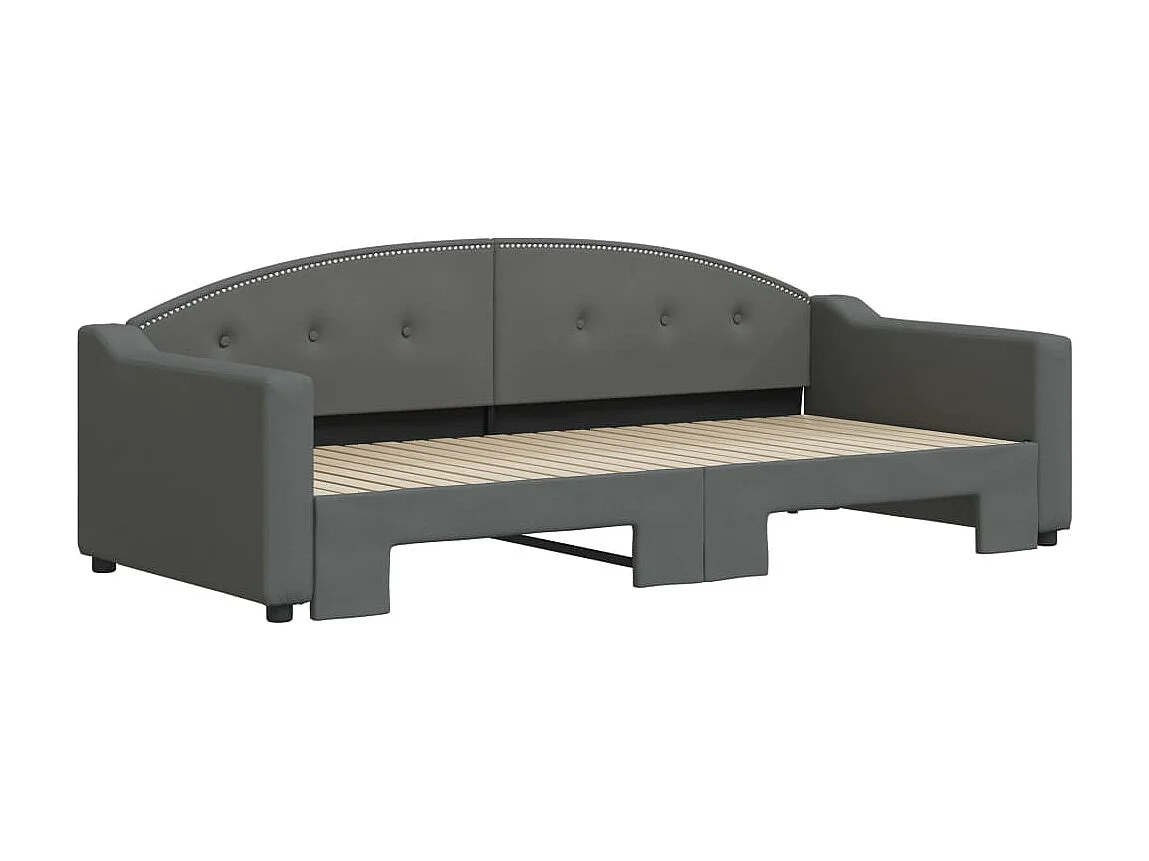 Lit gigogne gris foncé 90x200 cm tissu WVGQ9525
