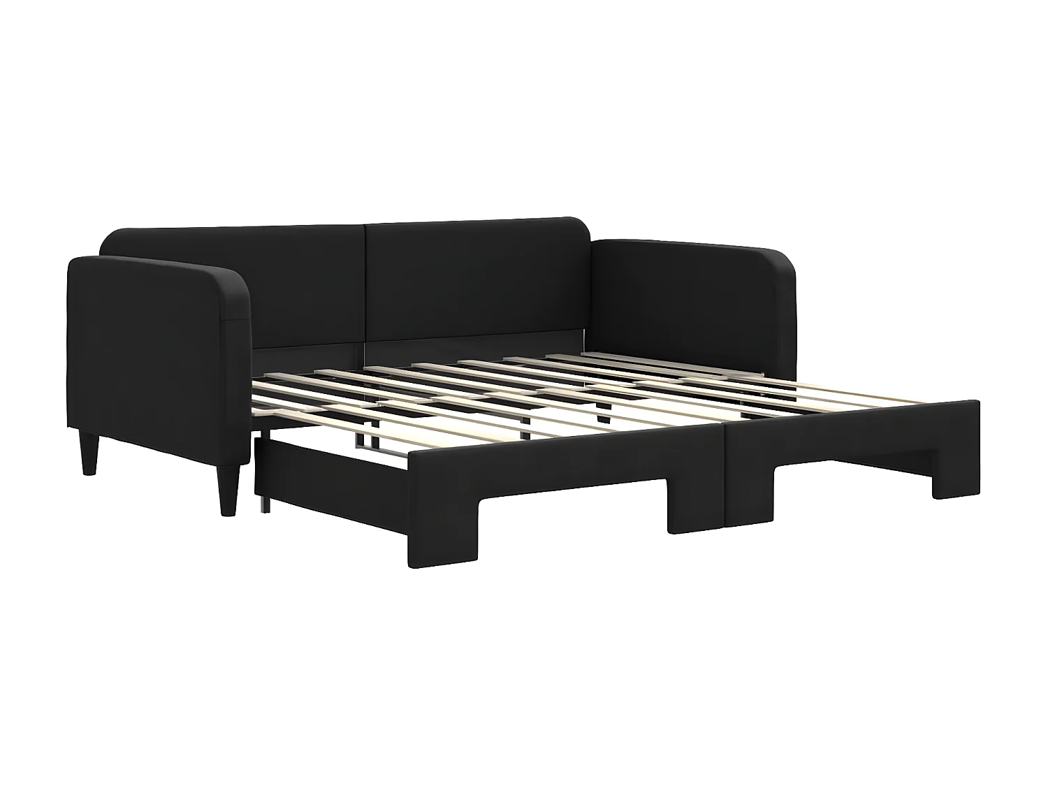 Lit gigogne noir 90x190 cm tissu WVGQ8548