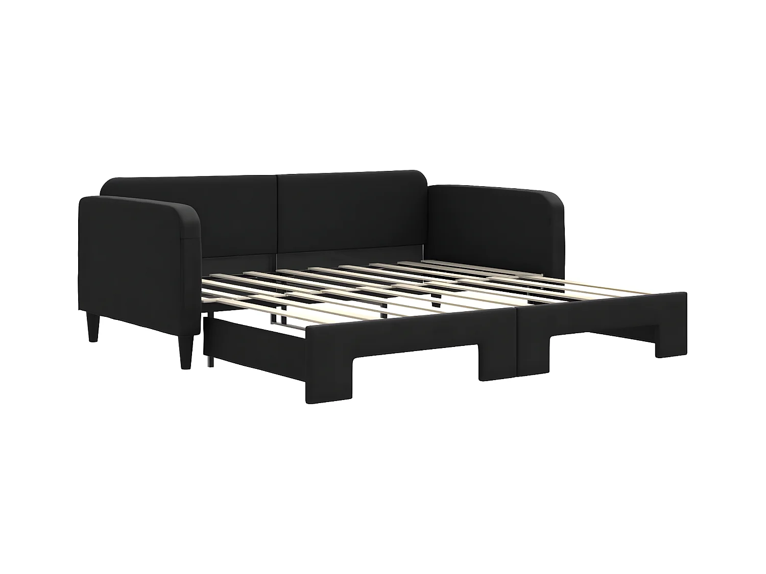 Tagesbett Ausziehbar,Ausziehbett Schwarz 90x190 cm Stoff -gkd36139