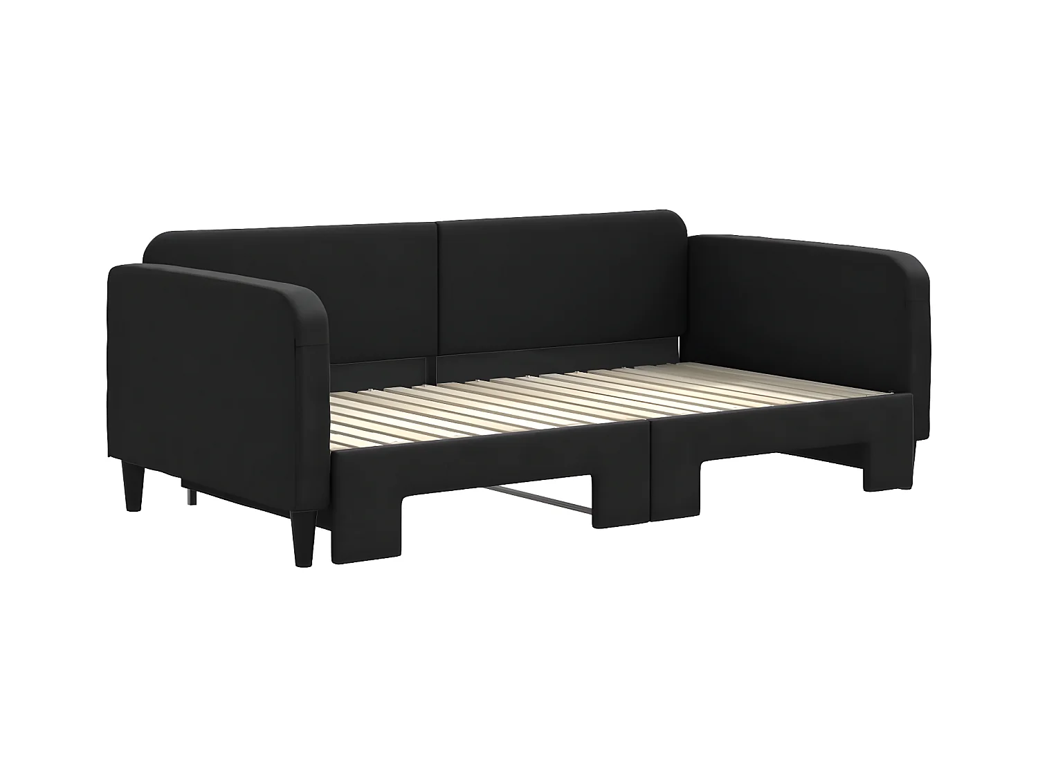 Tagesbett Ausziehbar,Ausziehbett Schwarz 90x190 cm Stoff -gkd36139