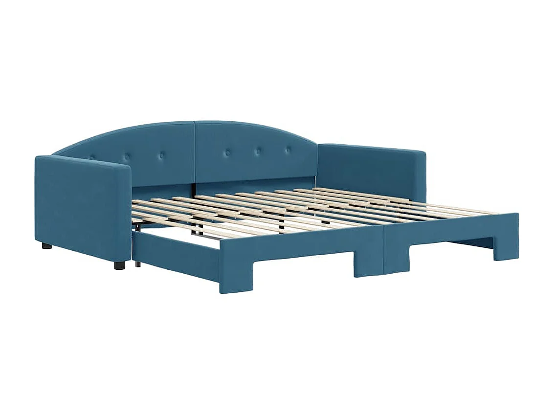 Cama dupla com gavetão 100x200 cm veludo azul PT132768