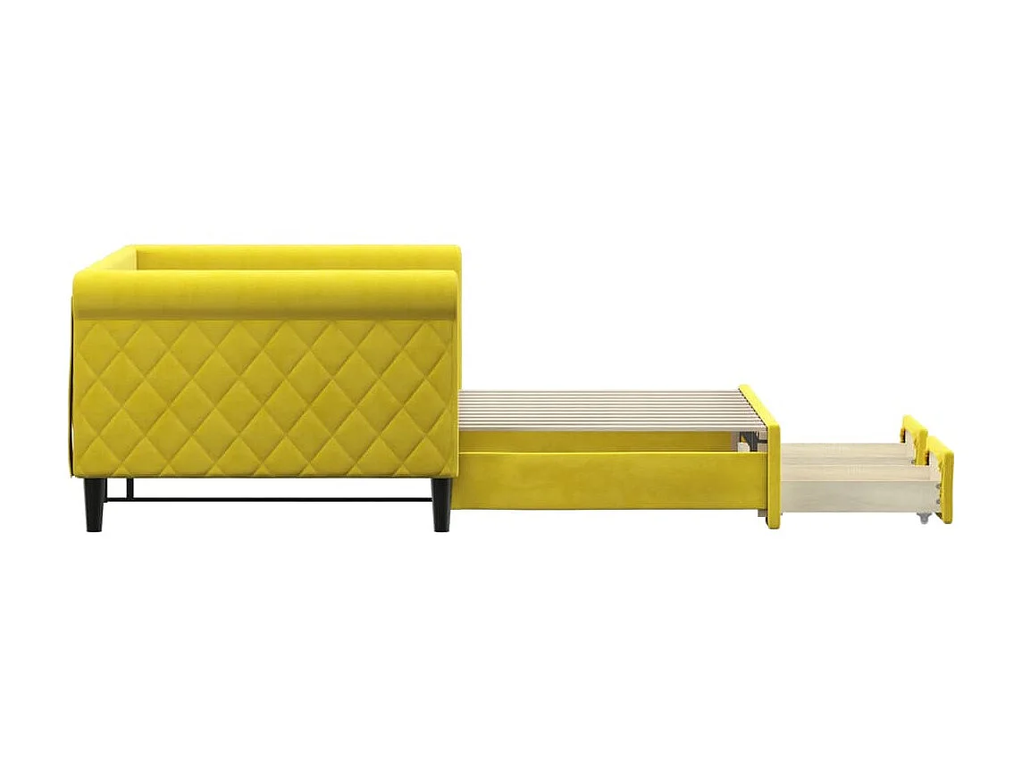 Tagesbett Ausziehbar,Ausziehbett mit Schubladen Gelb 90x200 cm Samt -gkd19889