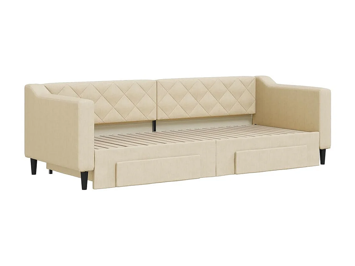 Cama nido - 80x200 cm con cajones tela color crema ES17819