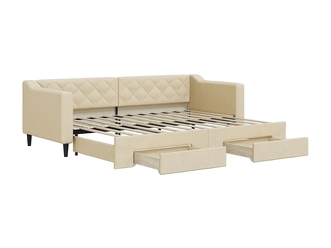 Cama nido - 80x200 cm con cajones tela color crema ES17819